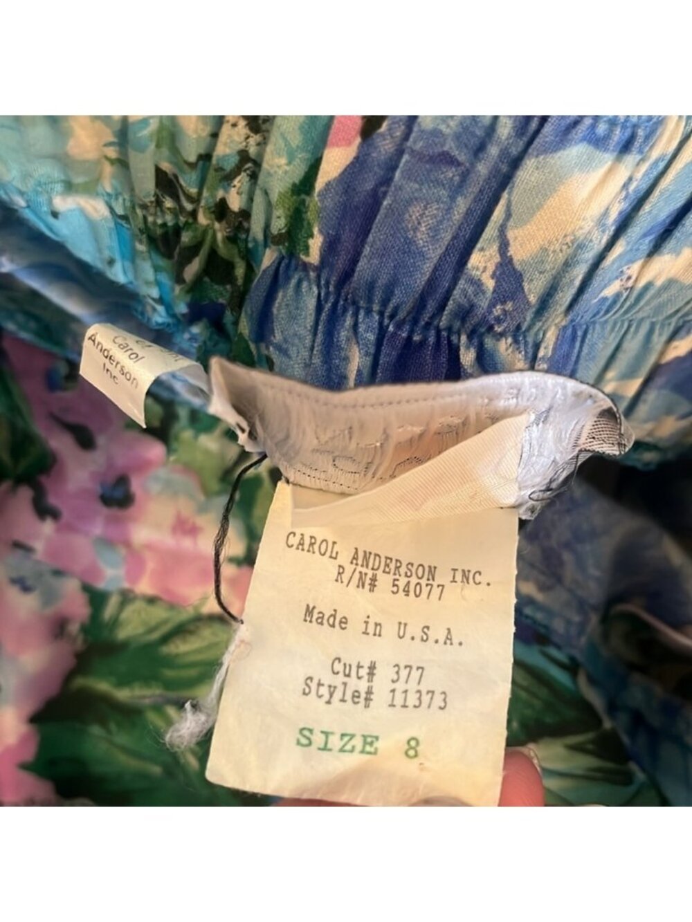 Vintage Carol Anderson floral tie back dress pockets 8 - Picture 8 of 8